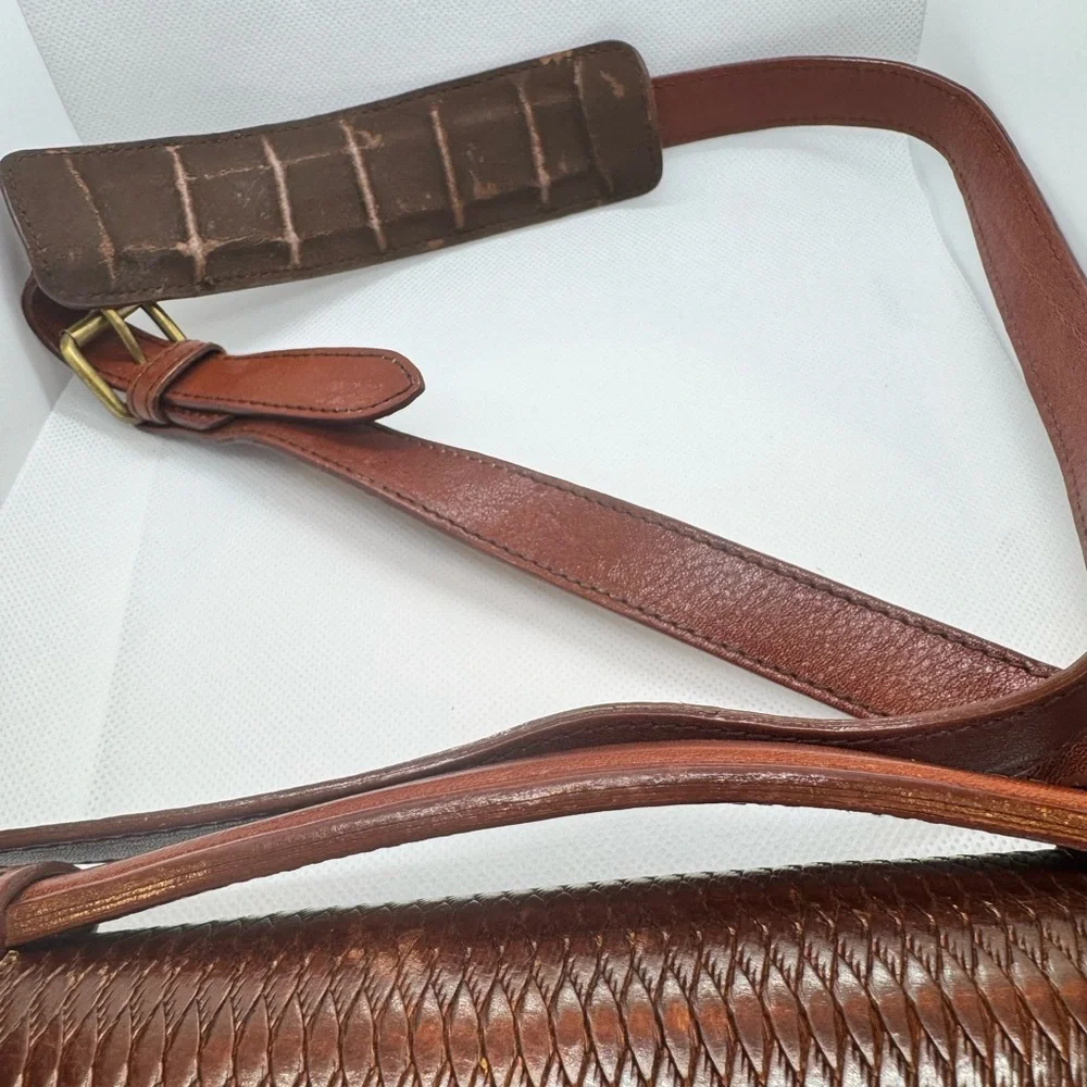 Bally Cognac Leather Document Bag with Gold Lock